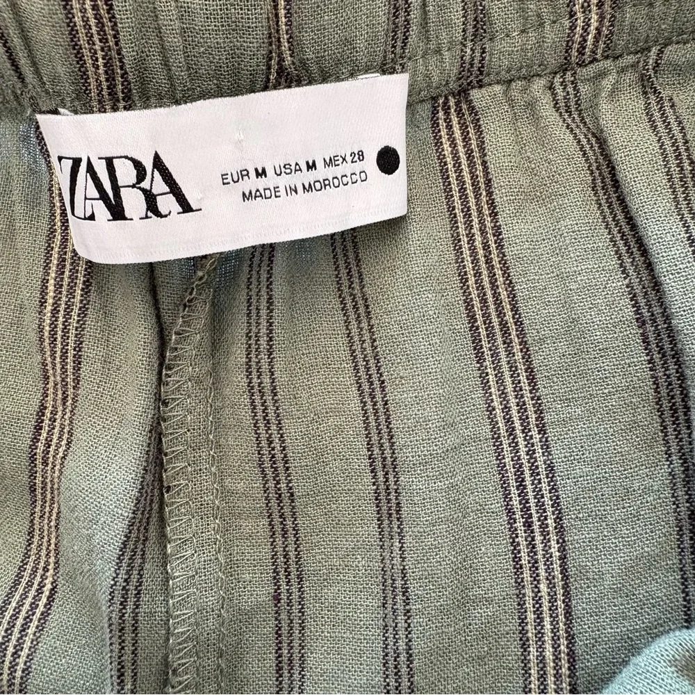 Zara Striped Linen & Cotton Blend Long Pants Bottom Size‎ M NWOT